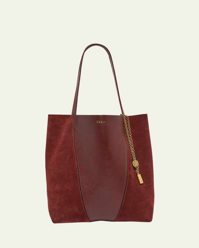 Spin Tote Bag in Grain Leather & Suede